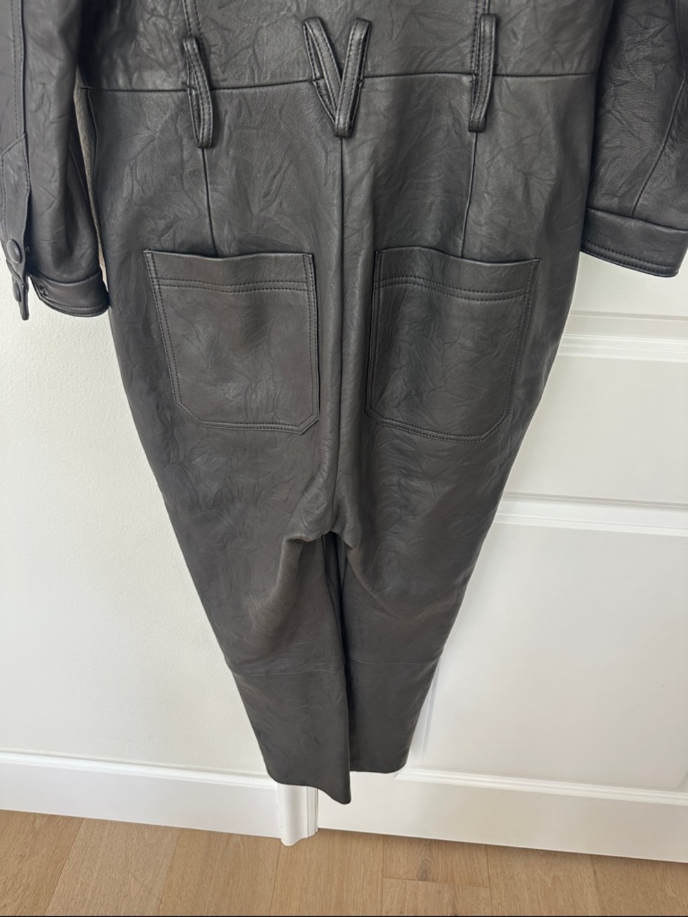 Veronica Beard Black Leather Jumpsuit - Picture 9 of 11